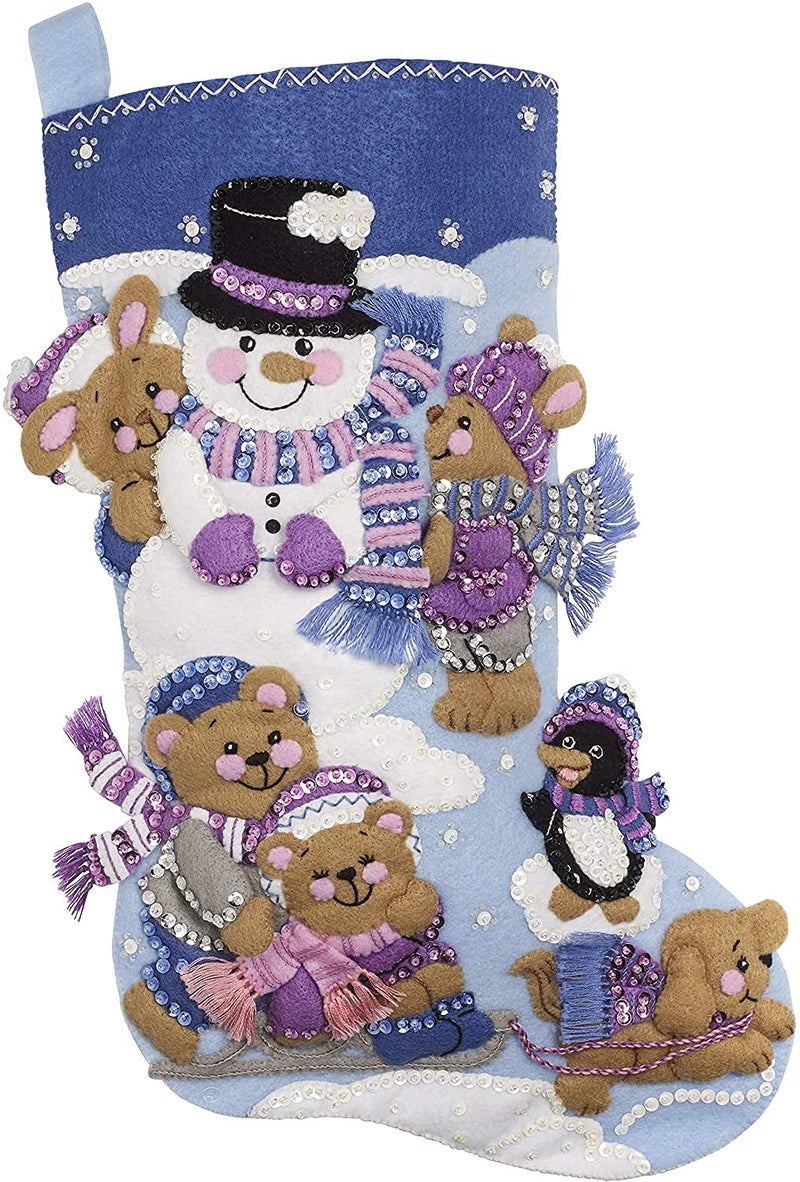 Bucilla 86975E Felt Stocking KIT, Playing in The Snow - Image 2